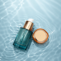 Flacon en verre cosmétique de haute qualité avec pompe et capuchon double couche, disponible pour la personnalisation