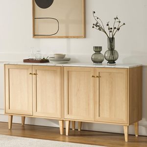 Set di 2 <span class=keywords><strong>Credenze</strong></span> Moderne Ecologiche con Ripiani Regolabili, Tavolo in Legno, Console per Soggiorno e Bar - Product Image 6