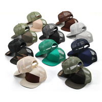 Casquette Trucker 7 Panneaux à Visière Plate, Dos en Maille Respirant, Snapback, Logo Personnalisé, Vierge, Unisexe, Réglable, Structurée, pour l'Été, Vente en Gros