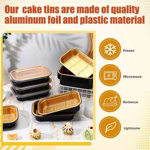 Black Gold Takeaway Tray 1000ml Disposable Oven-Safe Microwavable Food Grade PP Baking Food Packaging <b>Containers</b> Rectangle <b>Foil</b> - Product Image 3