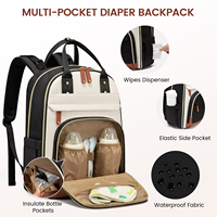 LOVEVOOK Sac pour bébé avec matelas à langer Sac d'enregistrement pour maman et papa avec boucles de poussette Grand sac à couches imperméable Sac à dos