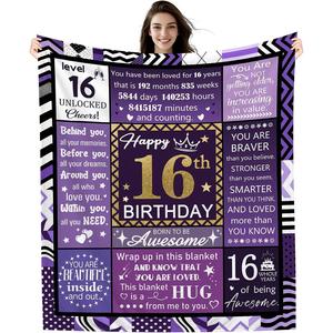 Couverture en flanelle avec citations d'anniversaire, couverture de sieste légère et respirante pour la chaleur hivernale, impression personnalisée - Product Image 2
