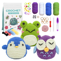 Crochet Kit Creative Cartoon Animal Série Grenouille Pingouin Hibou Combinaison À La Main DIY Tissu Décorations Matériel Paquet