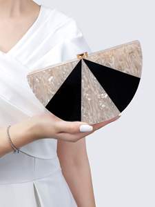 Meia Sala Listrado Branco Preto Acrílico Caixa Embreagens Mulheres Ombro Mensageiro Partido Embreagem Bolsa Festa À Noite Menina Lady Mini Bag - Product Image 6