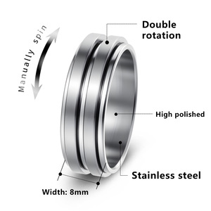 Hiphop Titanium Staal Twee Kleuren Rotatie Ringen Voor Mannen Vrouwen Zorgen Stress Verlichting Knokkel Sieraden Roterende <span class=keywords><strong>Ring</strong></span> Jongens Punk Cadeau - Product Image 2