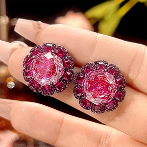 Parure de bijoux écologiques en cuivre anti-ternissement, zircon rose 18-16mm, motif nid d'oiseau, durable, de luxe, haut de gamme, avec pendentif et boucles d'oreilles - Product Image 4