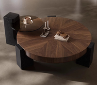 Table basse design moderne minimaliste créative en forme spéciale petit appartement salon couleur noyer Table à thé en peau de bois