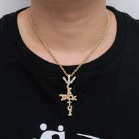 BES Travis Scott Marque Hip Hop Bijoux Or Glacé Laboratoire Diamant Charme Cactus Jack Croix Pendentif Hip Hop Collier
