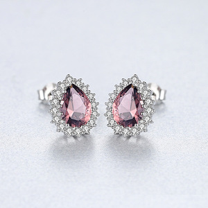 Juego de Joyería Nupcial de Plata con Circonita en Forma de Pera de 6*8mm, con Aretes y Collar, Chapado en Rodio, Regalo de Compromiso para Boda - Product Image 2