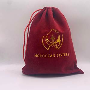 Sacs en velours de luxe anti-poussière, sacs en velours rouge personnalisés avec cordon de serrage et pompon - Product Image 3
