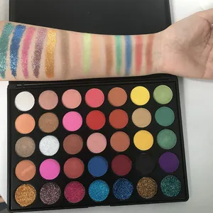 OEM Label pribadi kelas atas 12 Pan palet Eyeshadow desain timbul tebal mewah 16 warna Eye Shadow kotak kemasan pribadi