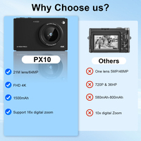 Appareil photo numérique professionnel avec capteur CCD 2,8 pouces, zoom 16x, 64MP HD, batterie 1500mAh, filtres vintage, enregistreur vidéo pour vlog, qualité 4K