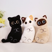 Coussin long en peluche chat noir calico siamois, doux et moelleux, pour canapé, lit ou sommeil, idéal comme cadeau