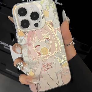 Sản phẩm tại chỗ chất lượng cao Anime Spy Girl IMD in mạ điện Bạc PC + TPU chống sốc trường hợp điện thoại - Product Image 2