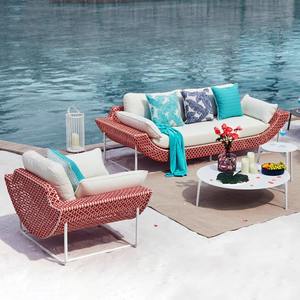 Conjunto de sofá de ratán para exteriores en forma de L con marco de aluminio, ratán PE resistente a los rayos UV, muebles de jardín impermeables para patio, balcón, villa. - Product Image 2