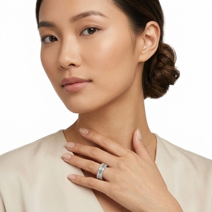 Anillo de Eternidad con Moissanita Corte Esmeralda y Múltiples Piedras, Joyería de Boda para Mujer - Product Image 2