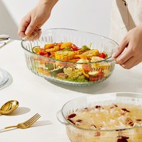 Transparante glazen fruitschaal met deksel 1800ml 2800ml glazen schaal met dubbele oorhandgrepen restaurantschaal soep noedel glazen kommen