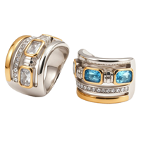 Harga Grosir Langsung Pabrik Cincin Tunangan Wanita Vintage Kristal Baja Tahan Karat 316 Lapis Emas 24K Perhiasan Tahan Air
