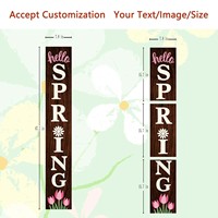 Panneau mural et de porche en bois Art Déco « Hello Spring » avec texte personnalisé, 47 pouces, décoration intérieure/extérieure