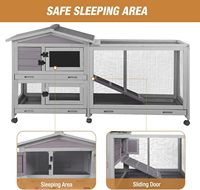 Cage à lapins d'intérieur et d'extérieur avec roulettes, toit imperméable, plateau extractible de l'avant et de l'arrière, clôture classique imperméable pour lapins