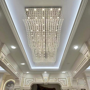 Factory Custom Large Modern Linear Crystal Chandelier Ceiling <strong>Light</strong> for Hotel Lobby Banquet Hall Commercial Project - Product Image 1