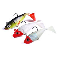 Lot de 5 leurres souples en gros/boîte, 8 cm et 10 cm, kit de leurres souples à tête plombée et queue de pagaie pour la pêche au brochet et au perch