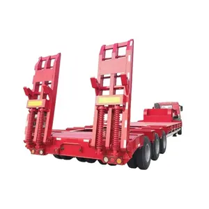 Top Fashion 17M Semi-reboque de caminhão Lowboy para serviço pesado com 3 eixos de carga 30 toneladas de cama baixa