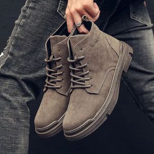 Botas de trabajo estilo retro para hombre, de caña alta, versátiles, ligeras, cómodas, antideslizantes, con suela plana, transpirables, con suela gruesa, tipo chukka. - Product Image 2