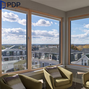 Fenêtres à battants modernes classiques en aluminium et <span class=keywords><strong>bois</strong></span>, verre trempé isolant, pour villas de luxe, pour cuisine, avec volets persiennes – Grande Vente - Product Image 5