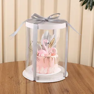 Four-inch Birthday Cake Box Portable Transparent Disposable Small Baking Plastic Pastry Desert Box For Cake Shop Party Wedding
