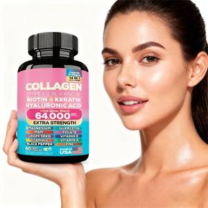 Yetişkin kadın parlayan cilt ve saç büyüme için C vitamini ve antioksidan faydaları ile kollajen kapsül takviyeleri - Product Image 1