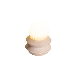 Cream Style Rechargeable Table <b>Lamp</b> With Natural Yellow Travertine Base Led Light Source Remote Control Dimmable Bedroom - Product Image 4