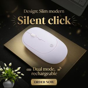 เมาส์ไร้สาย Abs Office Ce Rohs Flat 1600 Dpi แบบชาร์จได้ 2.4g เมาส์ไร้สายตามหลักสรีรศาสตร์ เมาส์บลูทูธ - Product Image 1