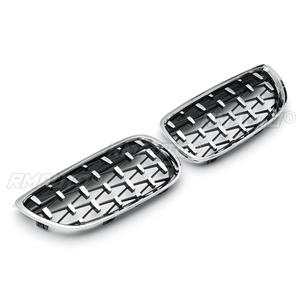 Par de Rejillas Delanteras para Coche, Estilo Diamante Meteoro, para BMW Serie 3 E90 E92 E93, Negro Cromado, Negro Brillante, Rejillas Deportivas - Product Image 2