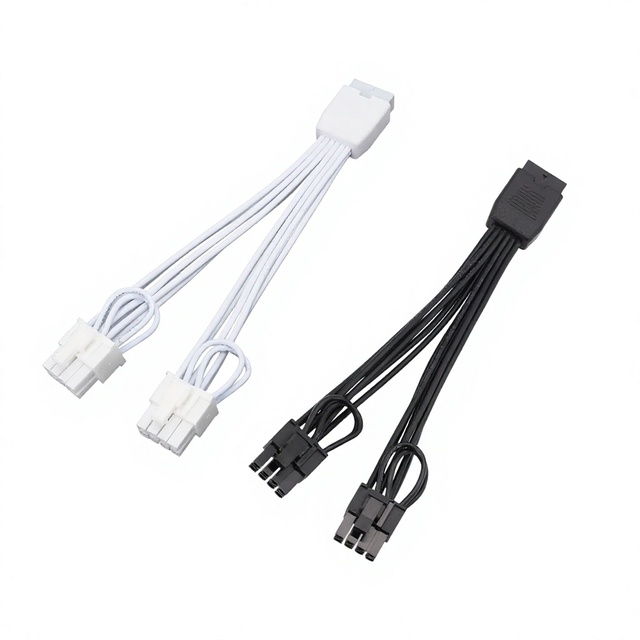 Angitu 12vhpwr to 2x 6+2Pin PCIE GPU Adapter Cable Black White Female 12+4Pin ATX3.0 PCIE5.0 16P Female to 2X8Pin GPU Cable