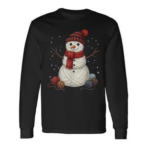 Camiseta de manga larga con diseño de muñeco de nieve de hilo para tejer, ganchillo y quilting, ropa de invierno para las fiestas - Product Image 1