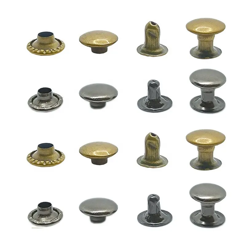 Accessori per calzature doppio cappello a cupola rivetto indumento per bagagli rivetti per indumenti in pelle e scarpe