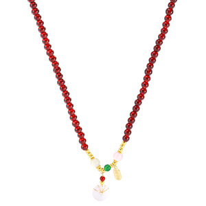 Nouveau Pendentif Coréen Haut de Gamme en Perles et Pierres Naturelles, Bambou, Double Portée, Nœud, pour Femme, Or X1090 - Product Image 3