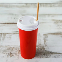 Vasos de Plástico PP Versátiles para Jugo, Contenedores Desechables para Llevar con Tapas Removibles y Orificios para Pajitas, Ideales para Eventos de Catering
