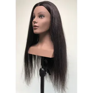 dark skin Europe face hair mannequin with shoulder for hairdresser