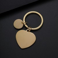 Porte-clés personnalisable Ywyougang en acier inoxydable, cœur et rond, double breloque vierge pour cadeau personnalisé