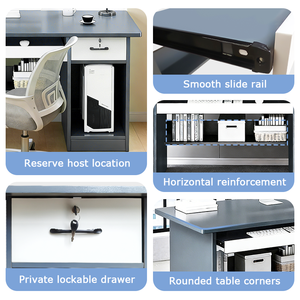 Bureau de travail <span class=keywords><strong>à</strong></span> domicile moderne, durable et ergonomique avec armoire <span class=keywords><strong>à</strong></span> classeurs verrouillable et structure <span class=keywords><strong>en</strong></span> bois robuste pour le télétravail et les études - Product Image 4