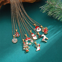 Nouvel ensemble de bijoux de Noël 2025, collier et boucles d'oreilles en alliage Père Noël, renne, bonhomme de neige, accessoires de fête festifs pour cadeau