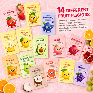 Masque doux aux fruits pour enfants et adolescents, hydrate en profondeur, nourrit, apaise et rafraîchit la peau sèche et rugueuse, masque à l'essence de collagène aux 14 fruits - Product Image 6