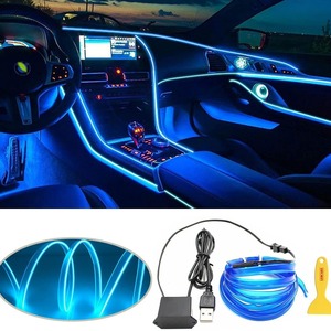 JINXIN EL Lumière Ambiante <span class=keywords><strong>LED</strong></span> à Ligne Froide pour l'Intérieur de la Voiture, Lampe d'Ambiance, Ligne Lumineuse, Lumières de Fente de Porte, Bande Lumineuse - Product Image 2