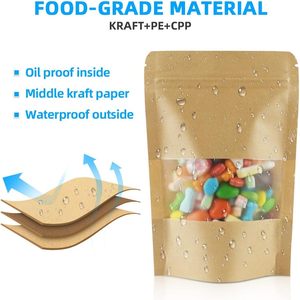 Sachets Doypack en papier kraft de qualité alimentaire, imprimés en héliogravure, résistants à l'humidité, avec fermeture éclair et fenêtre transparente, pour aliments pour animaux de compagnie, livraison rapide - Product Image 2