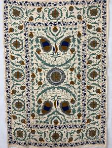 Couverture en coton Suzani faite à la main, couvre-lit brodé, textile ouzbek, décoration murale, décoration bohème pour la maison - Product Image 6