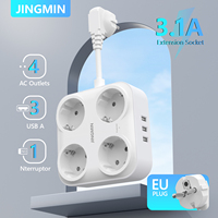 Multiprise murale de haute qualité 16A avec 4 prises AC et 3 ports USB-A, prise EU, PD20W, 90-265V