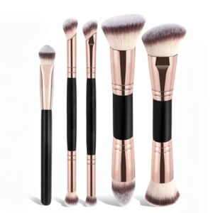 ชุดแปรงแต่งหน้าคาบูกิ 3 ชิ้น ด้ามไม้สีดำ ปลายสองด้าน ขนแปรงใยสังเคราะห์ สำหรับรองพื้น แป้งฝุ่น และเครื่องสำอาง - Product Image 4