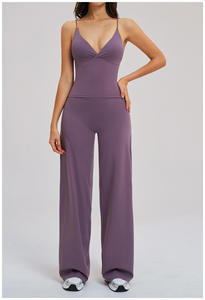 Ensemble de sport respirant uni pour femme, 6 pièces, avec pantalon large et dos élégant, idéal pour les loisirs, l'extérieur, l'équitation, la course et le yoga - Product Image 4